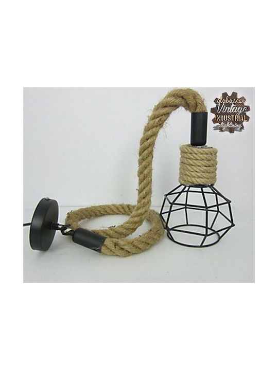 GloboStar Pendant Light Black with Rope for Socket E27 16x25cm