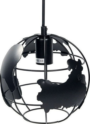 GloboStar Earth Висящо Таванно Осветително Тяло Черно с Цокъл E27 30x30x30см