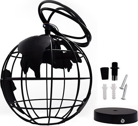 GloboStar Earth Висящо Таванно Осветително Тяло Черно с Цокъл E27 30x30x30см