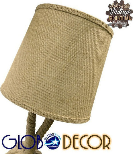 GloboStar Monkey Fist Vintage Table Lamp from Rope for Socket E27 with Beige Shade and Brown Base