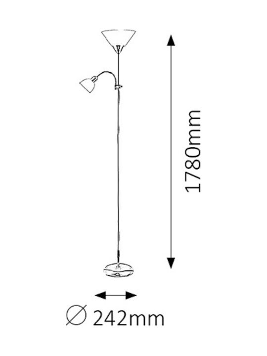 Rabalux Action Floor Lamp H178xW24.2cm. with Socket for Bulb E27 White