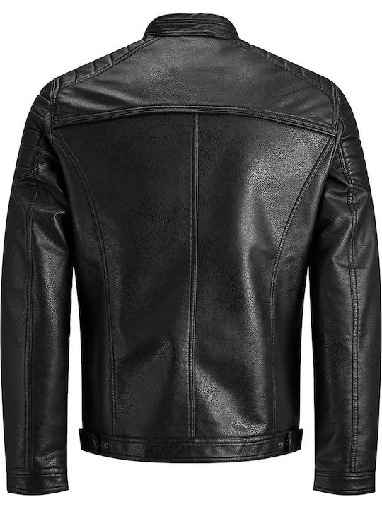 Faux Leather Jacket Biker Black / PU