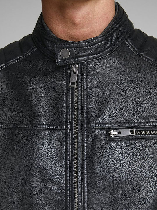 Faux Leather Jacket Biker Black / PU