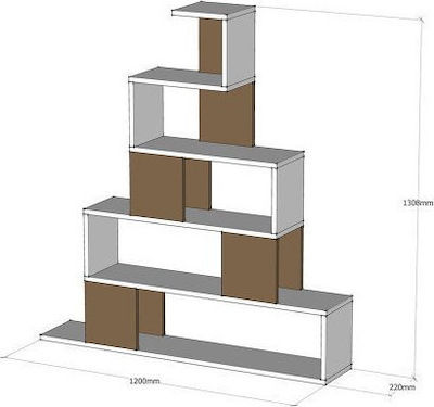 Bücherregal Pyramid White - Karydi 120x22x131cm