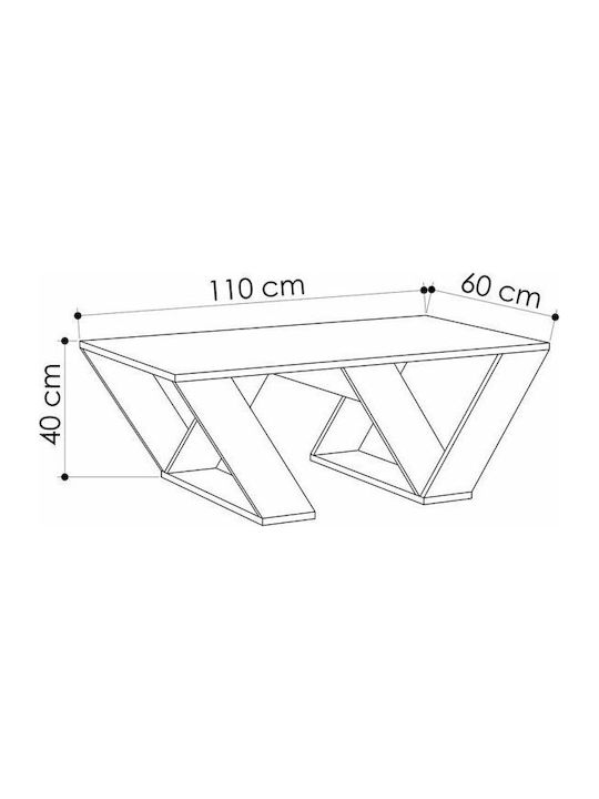 Rectangular Masă de cafea Pipra Din lemn Alb L110xW60xH40cm.