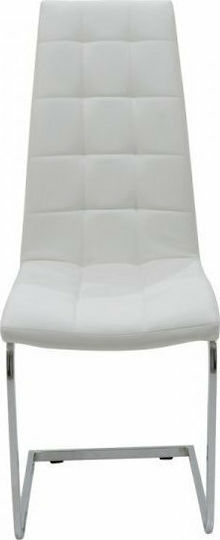 Darrell Dining Room Artificial Leather Chair White / Chrome 41x54x107cm 2pcs