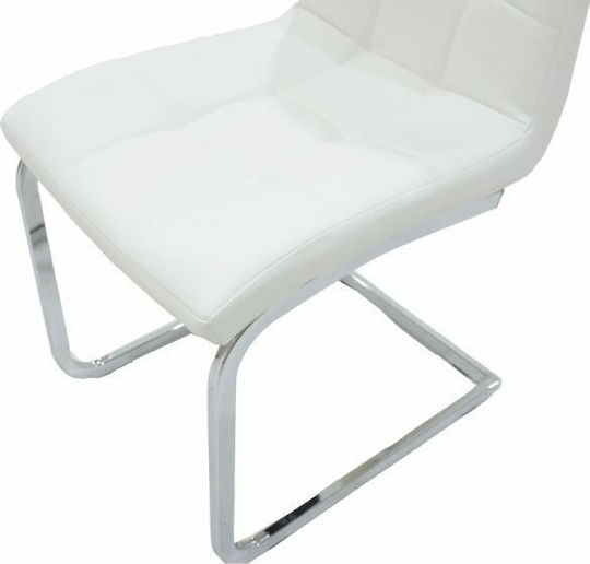 Darrell Dining Room Artificial Leather Chair White / Chrome 41x54x107cm 2pcs