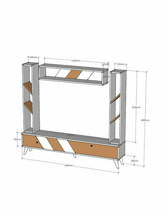 Unitate TV pentru sufragerie Rile Bej L180xA30xÎ160buc
