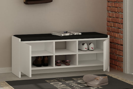 Zulla Wooden Shoe Organizer with 2 Shelves White 110x37x43cm