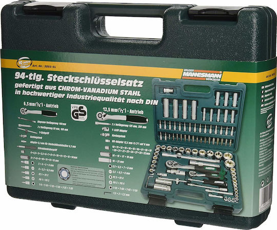 Mannesmann Set Cheie Tubulară Cu Chei Cu Clichet 1\2" & 1\4" 94 Bucăți