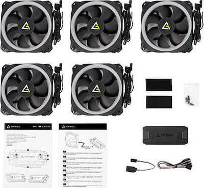 Antec Prizm 120 ARGB 5+C Gehäuselüfter mit Verbindung 4-Pin PWM 5Stück Schwarz