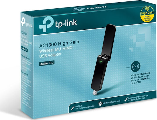 TP-LINK Archer T4U USB Network Adapter with Wireless Wi-Fi Connection 1200Mbps (Standard v3)
