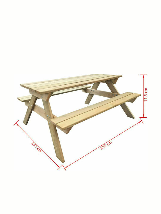 Маса Пикник Стабилна 150x135x71.5бр