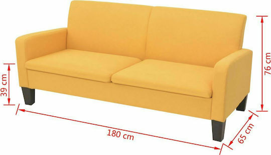 Τριθέσιος Καναπές Κίτρινος 180x65x76εκ.
