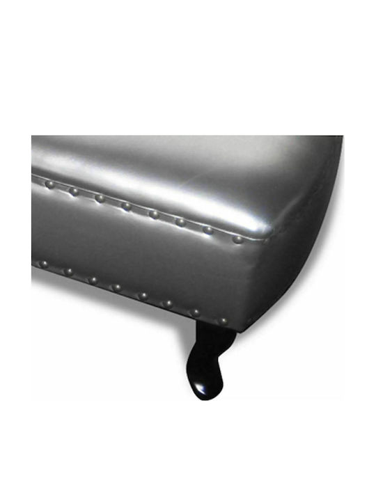 Vintage Ανάκλιντρο Chesterfield από Συνθετικό Δέρμα Γκρι Μ178xΠ60xΥ80εκ.