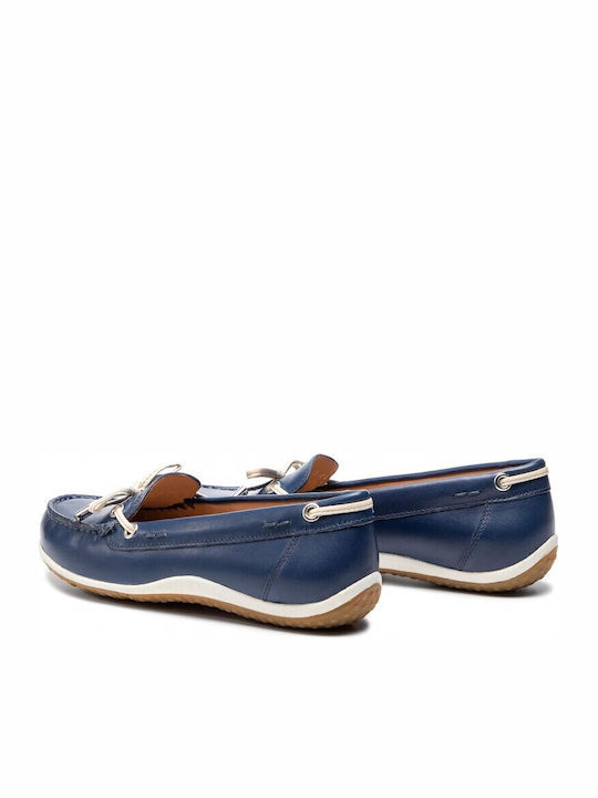 D Vega Moc B Leather Women's Moccasins in Blue Color