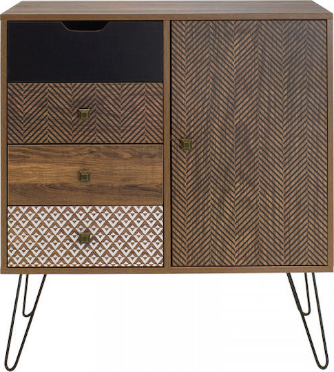 Μπουφές Boho Ξύλινος με Συρτάρια Καφέ 79.5x39.5x86cm