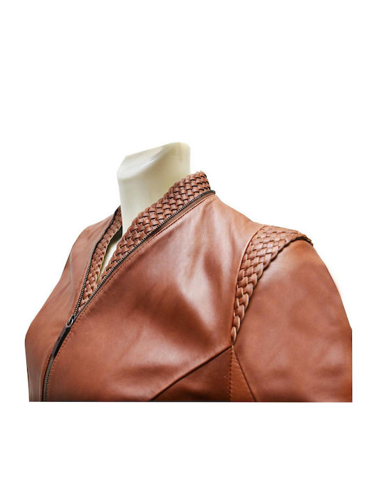 Leather 100 ΔΕΡΜΑΤΙΝΟ ΓΥΝΑIΚΕΙΟ ΗΜΙΠΑΛΤΟ ΚΩΔΙΚΟΣ: 06-W-B-5676 (COGNAC)