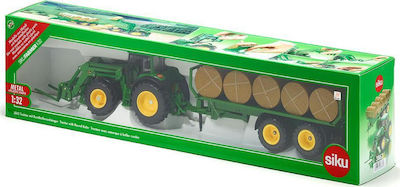 Siku John Deere with Trailer for Round Bales Tractor 1:32 Pickup Truck for 3++ Years 3862