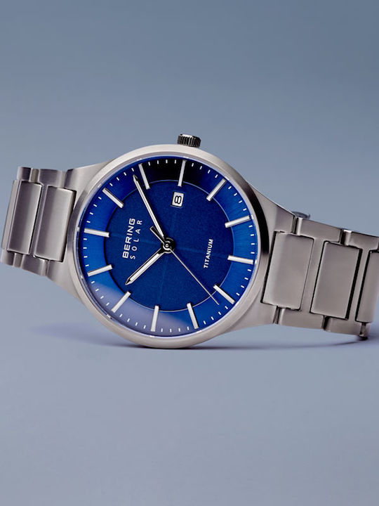 Bering Time Solar Men's Watch 39mm Solar with Silver Stainless Steel Bracelet
