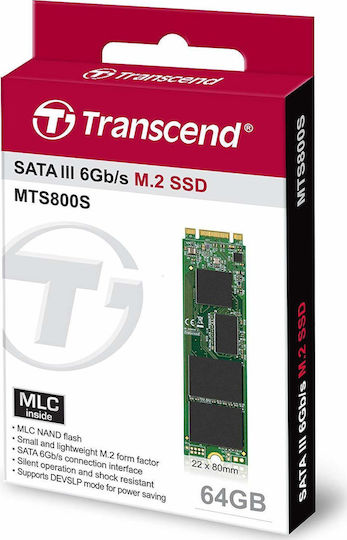 Transcend MTS800S SSD 64GB τύπου M.2 με σύνδεση SATA III TS64GMTS800S