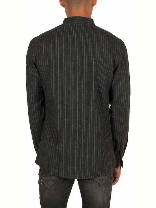 Anerkjendt Chad Men's Shirt Long Sleeve Flannel Striped Gray