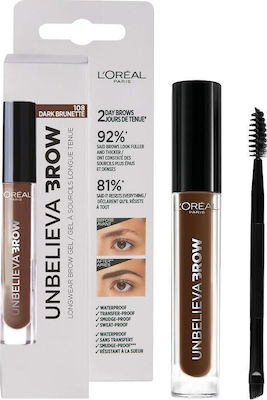 L'Oreal Paris Unbelieva Waterproof Eyebrow Gel 108 Dark Brunette