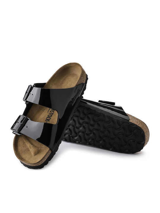 Arizona Birko-Flor Patent Women's Anatomic Black Narrow Fit Sandals