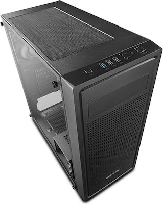 Deepcool E-Shield Midi Tower Κουτί Υπολογιστή με Πλαϊνό Παράθυρο Μαύρο