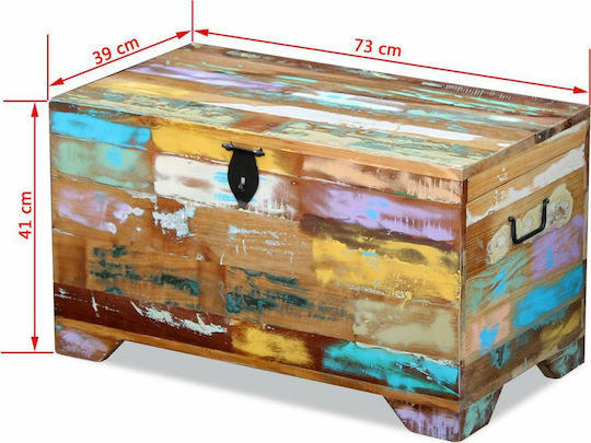 vidaXL Wooden Decorative Trunk Multicolour 73x39x41cm