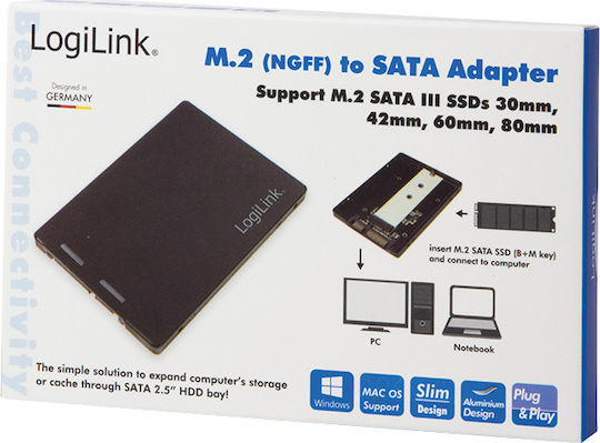 LogiLink Case for Hard Drive 2.5" / M.2 SATA III with Connection SATA AD0019