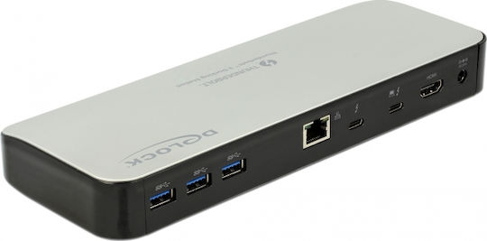 DeLock DeLock Thunderbolt 3 Docking Station with HDMI 4K PD Ethernet and Screen Connections for 2 Monitors Silver