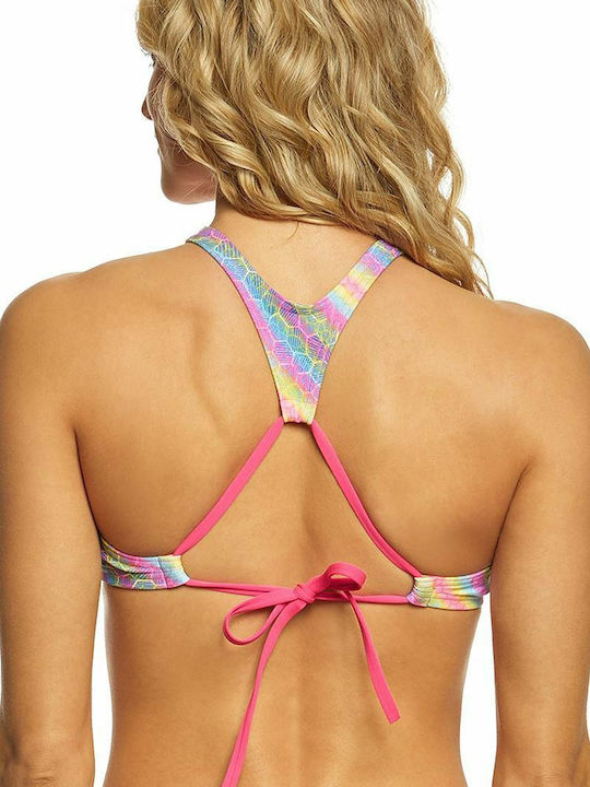 Arena High Neck Bikini Top Think Multicolour Striped