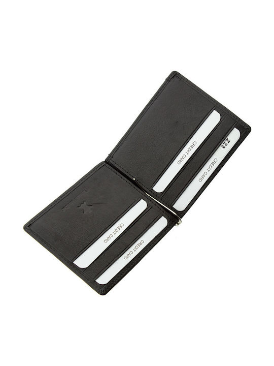 Leather wallet with metallic plate Rcm Z23-Black