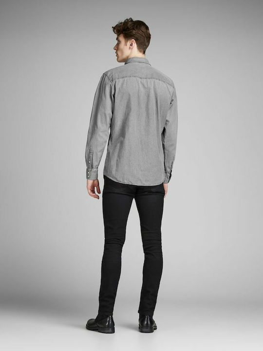 Jack & Jones Cămașă Bărbătească Cu mânecă lungă Denim Gri deschis