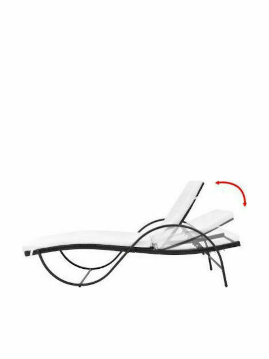 Șezlong Rattan cu Pernă Neagră 193x64x56cm.
