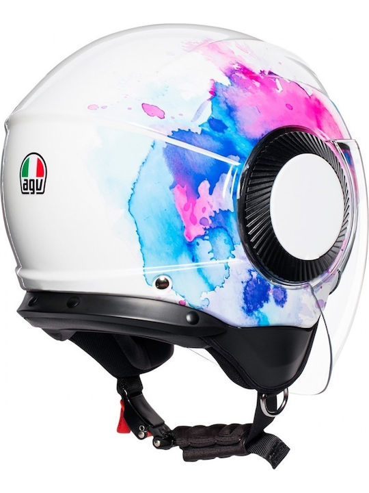 AGV Orbyt Mayfair White/Purple Κράνος Μηχανής Jet 1280gr με Sunvisor