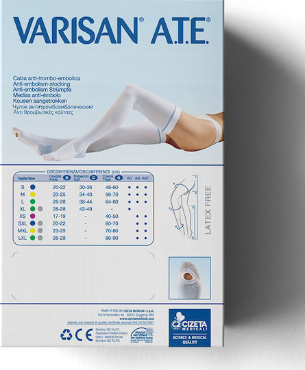 Varisan A.T.E. Normal Șosete Vițel înalt Compresie Gradată 18 mmHg Alb