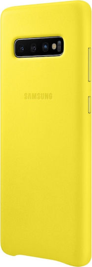 Samsung Leather Cover Back Cover Piele Galben (Galaxy S10+)