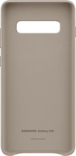 Samsung Leather Cover Umschlag Rückseite Leder Gray (Galaxy S10+)