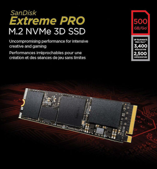 Sandisk Extreme Pro SSD 500GB M.2 NVMe PCI Express 3.0 SDSSDXPM2-500G-G25