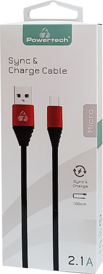 Powertech Braided USB 2.0 to micro USB Cable Μαύρο 1m (PTR-0010)