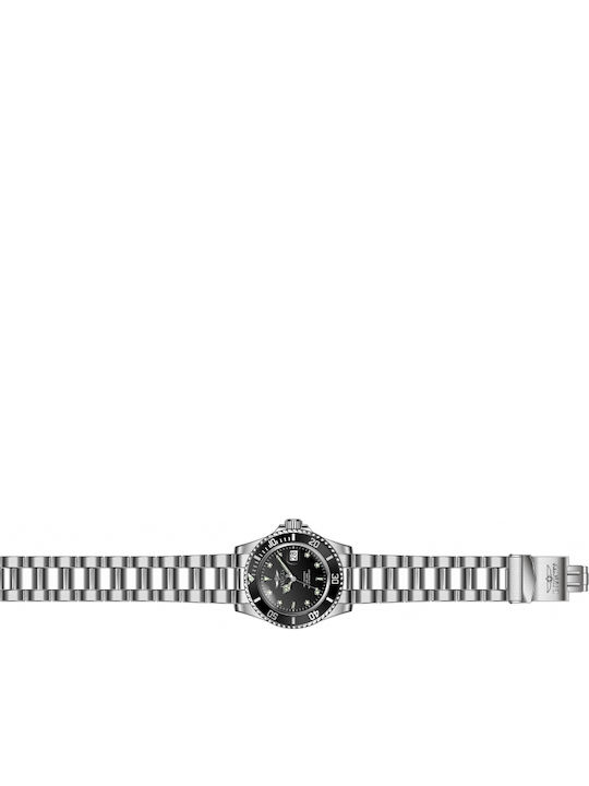 Invicta Pro Diver Ανδρικό Ρολόι 40mm Μπαταρίας με Ασημί Μεταλλικό Μπρασελέ
