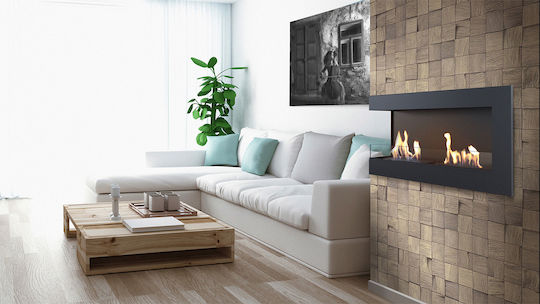 Kratki Delta L 900 Tuv Indoor Wall Mounted Bioethanol Fireplace Black 90x28x48cm