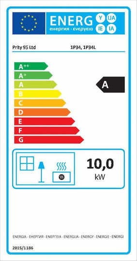 Prity 1P34 Metalic Soba pe lemne cu Cuptor 10kW Negru