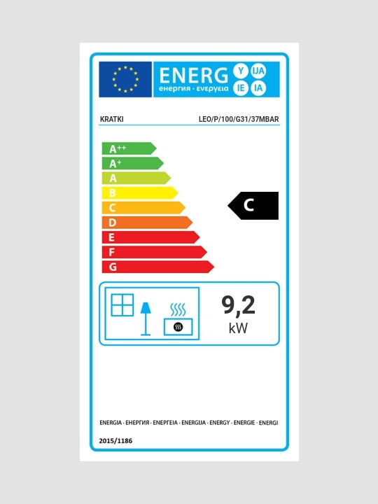 Kratki Leo P 100 G31 37 MBAR Ενεργειακό Τζάκι Αερίου 9.2kW Δεξιά Γωνία με Σταθερή Πόρτα
