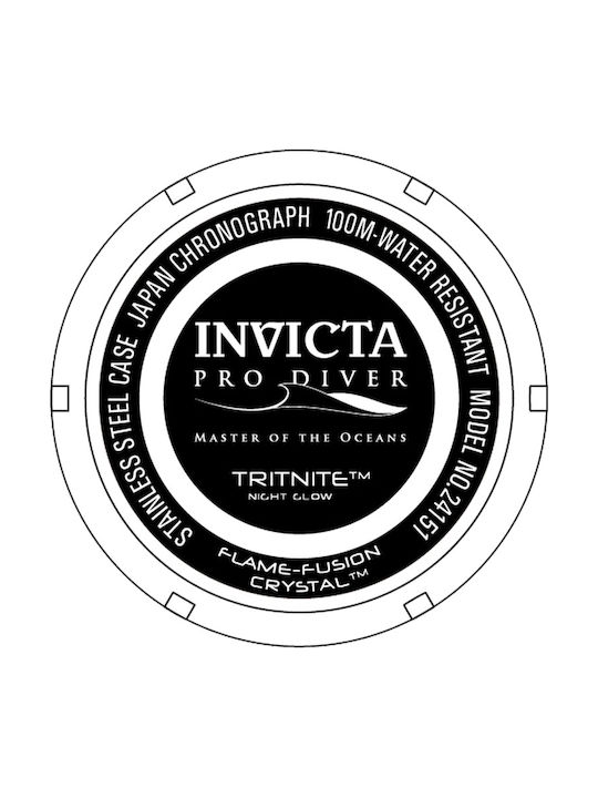 Invicta Pro Diver Ανδρικό Ρολόι 48mm Χρονογράφος Μπαταρίας με Μαύρο Καουτσούκ Λουράκι