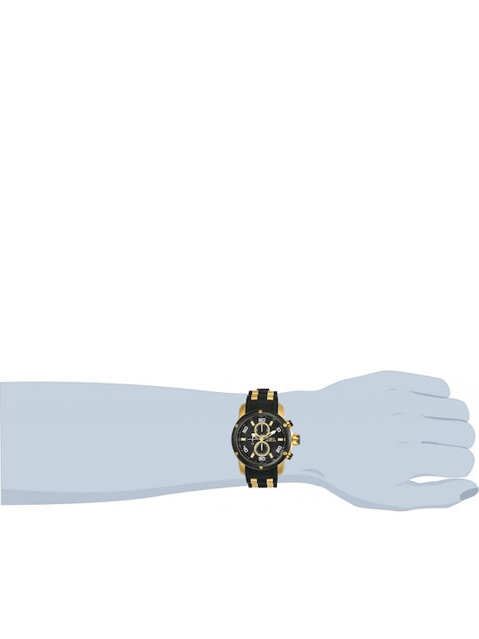 Invicta Pro Diver Ανδρικό Ρολόι 48mm Χρονογράφος Μπαταρίας με Μαύρο Καουτσούκ Λουράκι