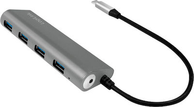 LogiLink USB 3.1 Hub 4 Θυρών με σύνδεση USB-C Γκρι