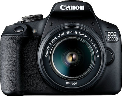 Canon DSLR Φωτογραφική Μηχανή EOS 2000D Crop Frame Kit (EF-S 18-55mm F3.5-5.6 IS ΙΙ + Shoulder Bag + SD Card) Black